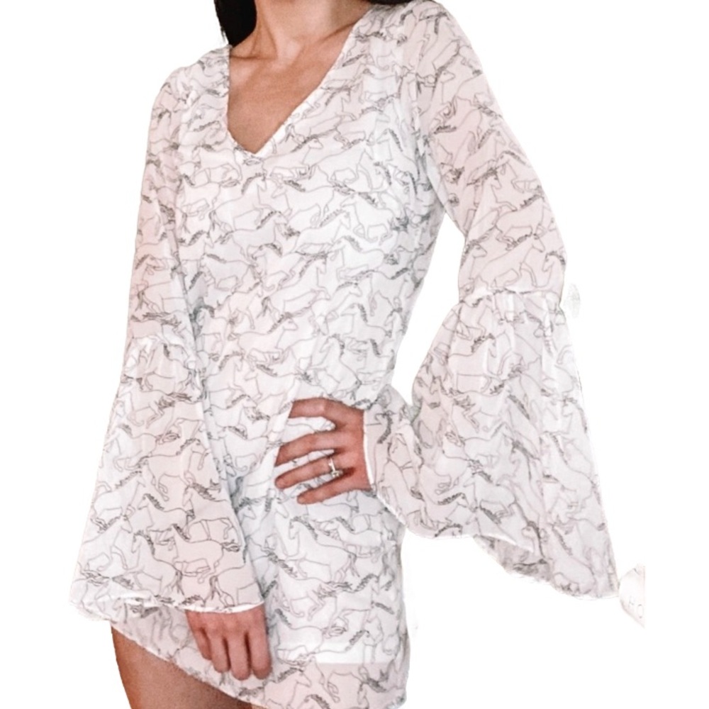 SHOW ME YOUR MUMU Wild Horses Mini Dress White Size Medium Rare